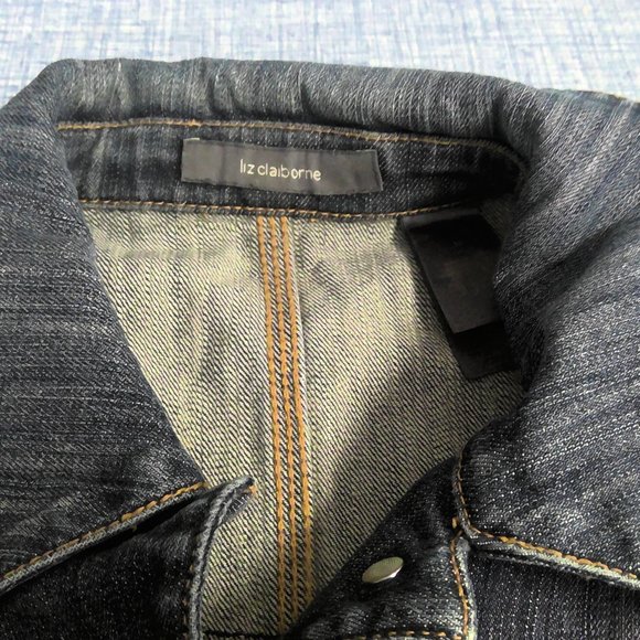 Liz Claiborne Jean Denim Jacket Blue Strech Cotton Women's Medium - Picture 4 of 8